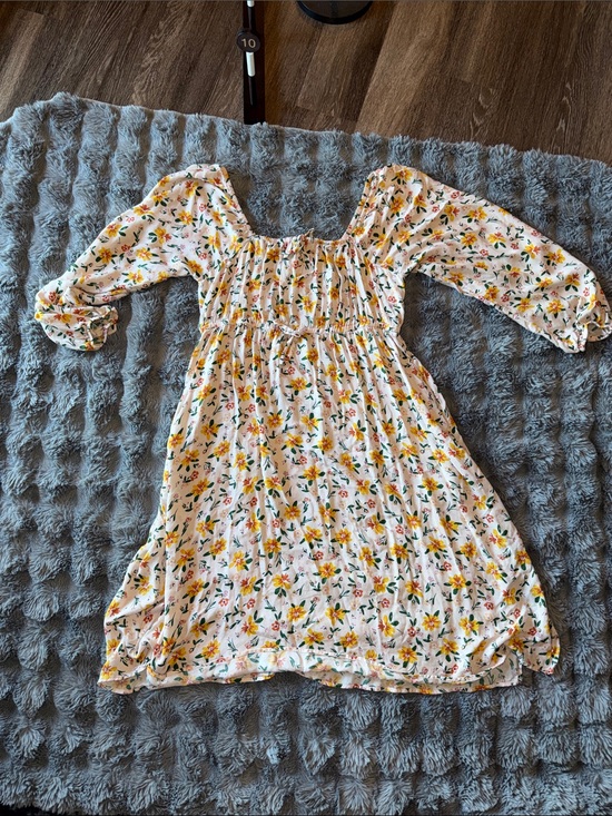 Dresses & Skirts - Floral Long-Sleeve Dress - Light Pink with Yellow Floral